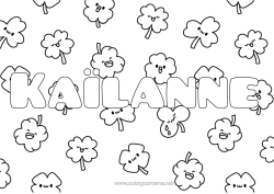 Página de desenho personalizável Kawaii Trevo Fundo decorativo
