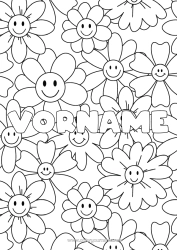 Coloriage personnalisable Fleurs Mandala Printemps Nom décoré Coloriages complexes Fond décoratif