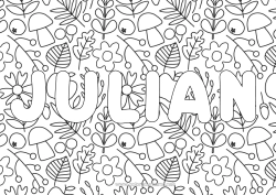 Pagina da colorare personalizzabile Autunno Fungo Frutta Mela Ghianda Sfondo decorativo Foglie morte