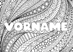 Pagina da colorare personalizzabile Calmo e sereno Arte Mandala Nome decorato Zentangle