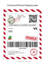 Anpassbare Malvorlage Weihnachtself Elfenstreiche-Briefe Elf Ankunftsbrief Versandetikett Lutin