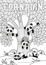 Coloriage personnalisable Calme et zen Animal Panda Arbre Coloriages complexes Zentangle Autres animaux du monde