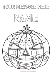 Coloriage personnalisable Citrouille Jack O'Lantern Zentangle