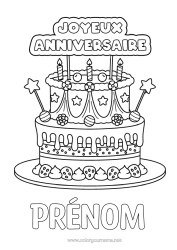 Coloriage personnalisable Bougie Gâteau Anniversaire Joyeux anniversaire (français) Message