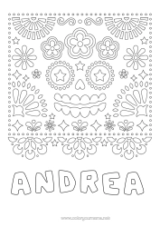 Colorear personalizable Calavera Día de los Muertos Catrina Bordado mexicano