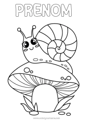Coloriage personnalisable Mignon Automne Animal Champignon Escargot