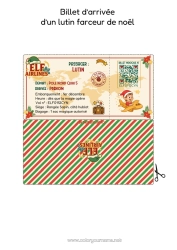 Coloriage personnalisable Lutins de Noël Lettres de lutins farceurs Ticket Lettre d'arrivée du lutin Un seul lutin farceur Papiers d’identité de Lutin Farceur