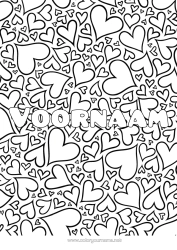 Coloriage personnalisable Coeur Papa Maman Mamie Papi Je t'aime Soeur Frère Nom décoré