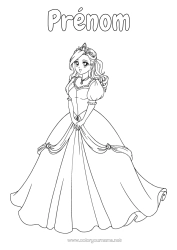 Coloriage personnalisable Princesse Conte de fées