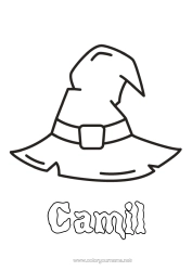 Coloriage personnalisable Sorcière Carnaval Chapeau Coloriages faciles Magicien Chapeau de sorcier