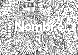 Coloriage personnalisable Calme et zen Art Mandala Nom décoré Zentangle