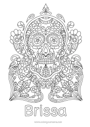 Página de desenho personalizável Crânio Dia dos Mortos México Calaveras, caveiras