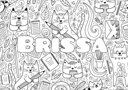 Página de desenho personalizável Gato Animal Envelope Colorações Complexas Cães e gatos Lápis Volta às Aulas Materiais Escolares Calculadora Fundo decorativo
