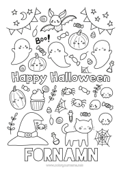 Coloriage personnalisable Chauve-souris Fantôme Citrouille Araignée Chat noir Mignon Halloween Insectes Chiens et chats Oiseaux et mammifères volants Inscription "halloween"