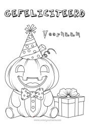 Coloriage personnalisable Citrouille Cadeaux Halloween Anniversaire Automne Jack O'Lantern Chapeau Joyeux anniversaire (français) Message