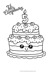 Coloriage personnalisable Bougie Gâteau Anniversaire Kawaii Coloriages faciles Joyeux anniversaire (français) Message Age fêté personnalisable