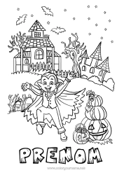 Coloriage personnalisable Vampire Citrouille Halloween