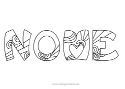 Coloriage personnalisable Mignon Calme et zen Mandala Chiffre Nom décoré