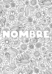 Coloriage personnalisable Fleurs Calme et zen Printemps Feuilles Nom décoré Anti-stress