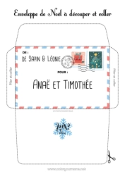 Coloriage personnalisable Hiver Noël Lettre au Père Noël Flocons de neige Enveloppe Enveloppe à imprimer Voyage de lutin farceur Enveloppe de Noël Enveloppe pour courrier du lutin farceur de Noël