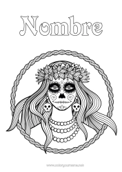 Coloriage personnalisable Día de los Muertos Catrina