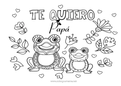 Colorear gratis Flores Papá Mamá Abuela Abuelo Rana Te amo Inscripción