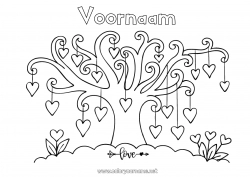 Gratis kleurplaat Hart Ik hou van jou Valentijnsdag Boom