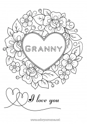 Child coloring page Flowers I love you Valentine's Day Big heart 