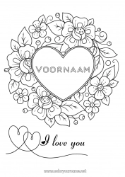 Gratis tekening Bloemen Ik hou van jou Valentijnsdag Groot hart 