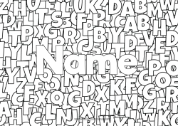 Free coloring Children's activities Decorated name Alphabet Decorative background