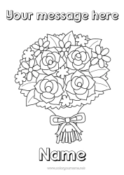 Free colouring Flowers Happy birthday