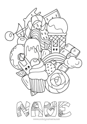 Free colouring Cute Cute Food Treats, sweets