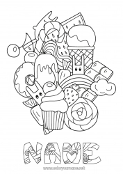 Free coloring Cute Kawaii Food Treats