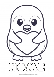 Desenho grátis Fofo Coração Eu te amo Pinguim, Pinguim Animal Pássaros e mamíferos voadores