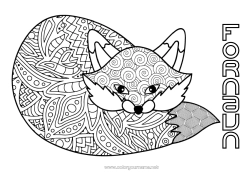 Gratis farvelægning Mandala Ræv Dyr Skovens dyr