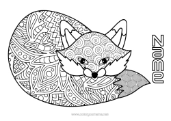 Free colouring Mandala Fox Animal Forest animals