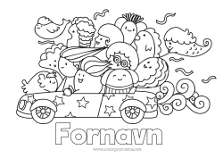 Gratis farvelægning Kawaii Køretøjer Bil Biler, varevogne og campingvogne
