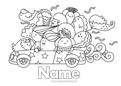 Free colouring Cute Vehicles Car Cars, vans and motorhomes