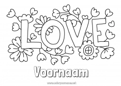 Gratis kleurplaat Bloemen Ik hou van jou 