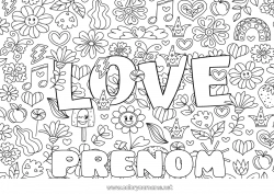 Coloriage gratuit Fleurs Je t'aime 