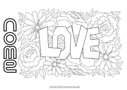 Disegno gratuito Fiori Ti amo 