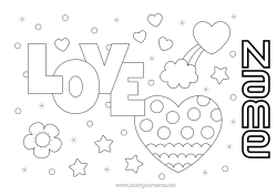 Free colouring Heart I love you. 