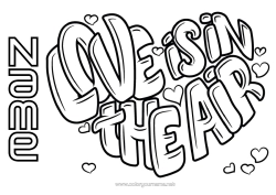 Free colouring Heart I love you. Valentine's Day 