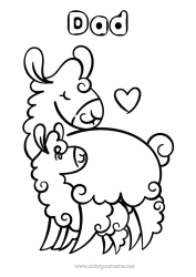 Free colouring Dad Mum Happy birthday I love you. Animal Llama Other animals of the world