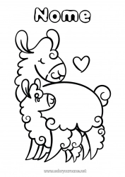 Página de desenho infantil Papai Mamãe Feliz Aniversário Eu te amo Animal Lhama Outros animais do mundo