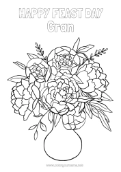 Free colouring Flowers Mum Grandma Happy birthday