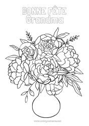 Free coloring Flowers Mum Grandma Happy feast day !
