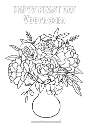 Kleurplaat voor kinderen Bloemen Mama Oma Fijne verjaardag