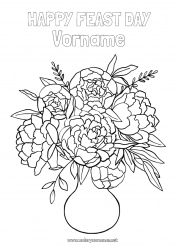 Kinder-Malvorlage Blumen Mama Oma Frohes Fest