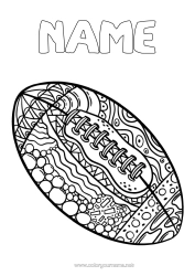 Colouring to customise Sport Super Bowl Rugby Rugby Ball Team Sports